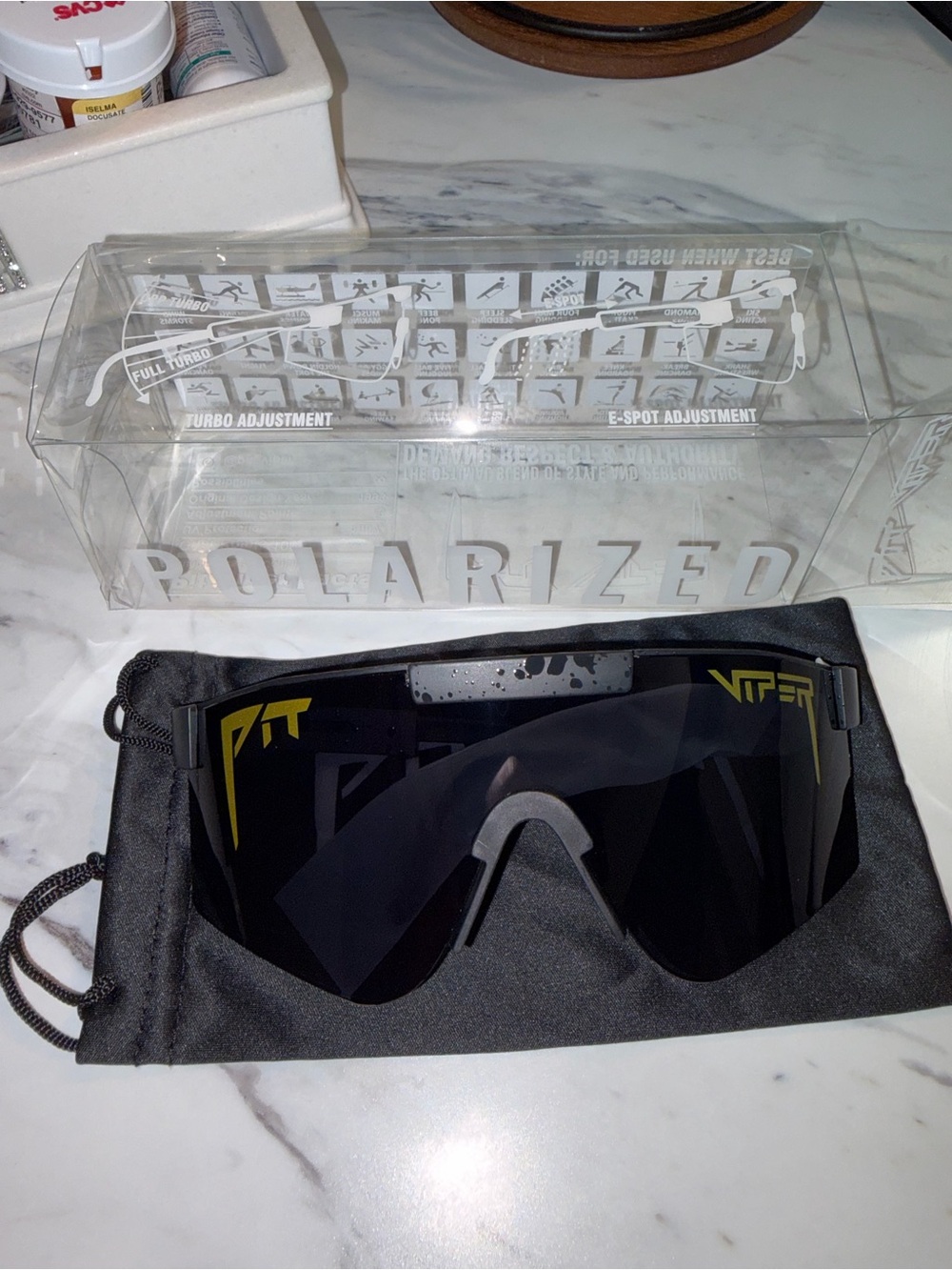 Pit Viper Shield Sunglasses Black with Yellow Accents